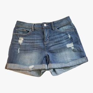 Time and Tru Women's Mid-Rise Distressed Denim Shorts Size 8